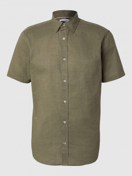 Camisa Jack & Jones Homem Jjhenry Slub Shirt Shirt Ss