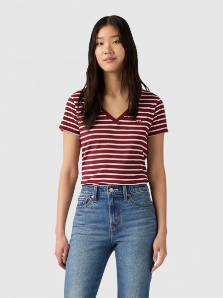 T-Shirt Levis Mulher Perfect Vneck Reds T-Shirt Levis Mulher Perfect Vneck Reds