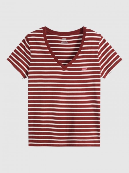 T-Shirt Levis Mulher Perfect Vneck Reds T-Shirt Levis Mulher Perfect Vneck Reds