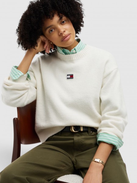 Camisola Tommy Jeans Mulher Tjw Fluffy Badge Sweater Ext