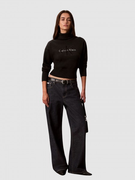 Camisola Calvin Klein Mulher Ls Logo Tneck Pullover