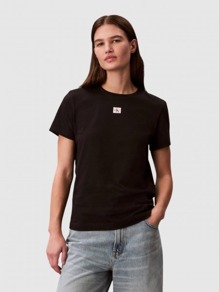T-Shirt Calvin Klein Mulher Ss Woven Label Classic Fit Tee