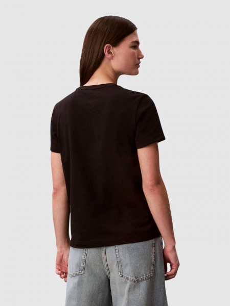 T-Shirt Calvin Klein Mulher Ss Woven Label Classic Fit Tee