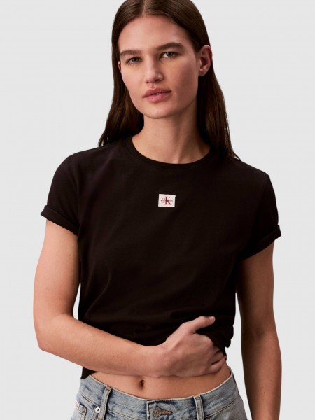T-Shirt Calvin Klein Mulher Ss Woven Label Classic Fit Tee