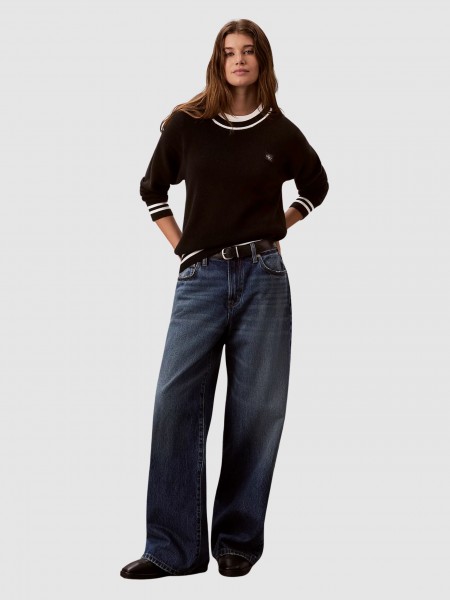 Camisola Calvin Klein Mulher Woven Label Crewneck Sweater