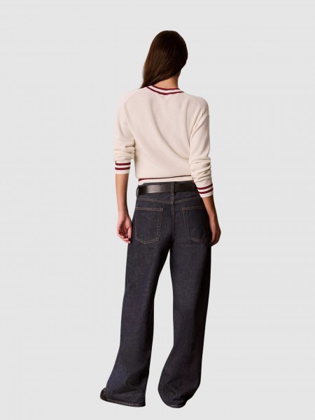 Camisola Calvin Klein Mulher Woven Label Crewneck Sweater