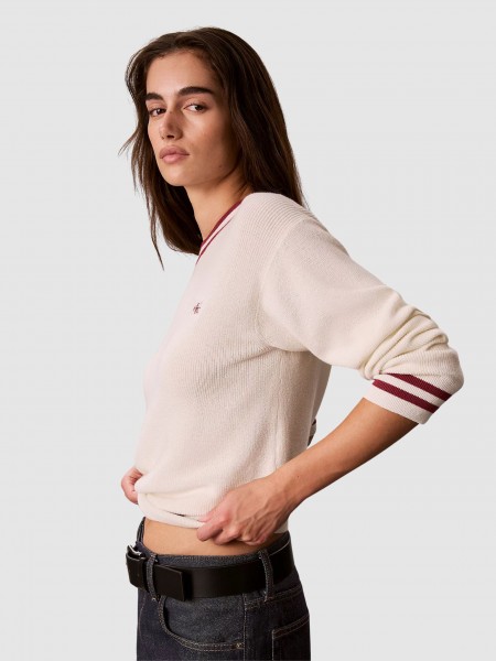 Camisola Calvin Klein Mulher Woven Label Crewneck Sweater