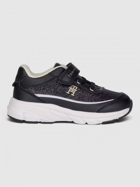 Sapatilha Tommy Hilfiger Menina Low Cut Lace-Up/velcro Sneaker Blac