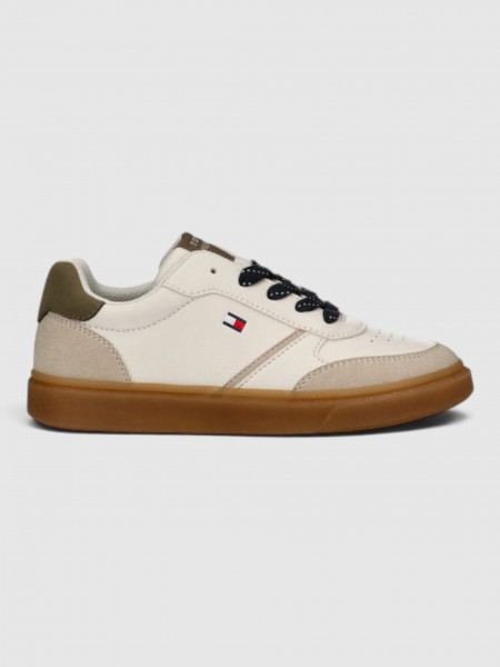 Sapatilha Tommy Hilfiger Menino Low Cut Ace-Up Sneaker Beige/off Wh