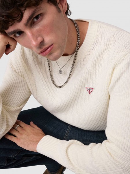 Sweatshirt Guess Homem Gj Ls Cn Mini Triangle Swtr