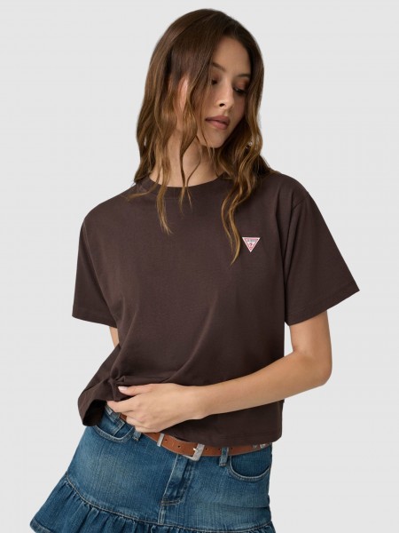 T-Shirt Guess Mulher Gj Ss Cn Boxy Mini Triang Tee T-Shirt Guess Mulher Gj Ss Cn Boxy Mini Triang Tee