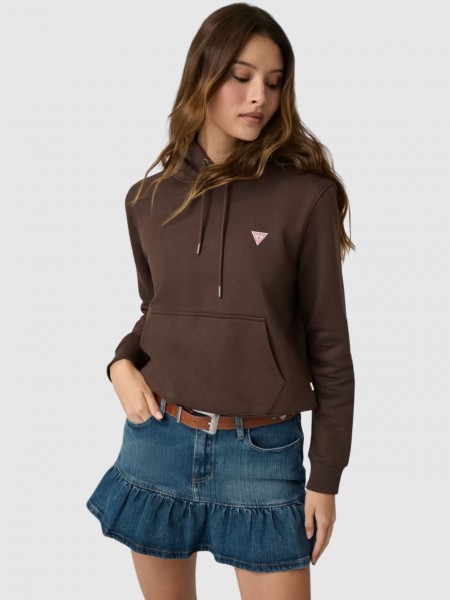 Sweatshirt Guess Mulher Gj Hood Reg Mini Triang Sweat