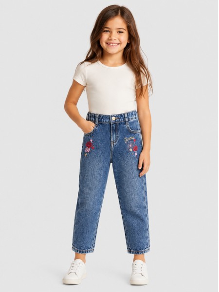 Jeans  Guess Menina Mom Fit Denim Pants W/embroide