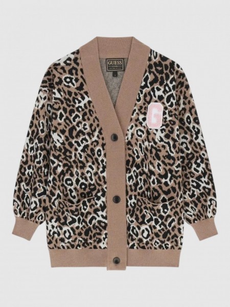 Casaco Guess Menina Ls Leopard Cardigan