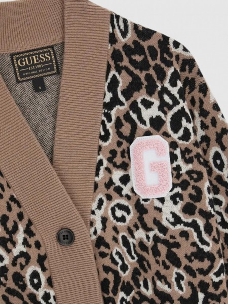 Casaco Guess Menina Ls Leopard Cardigan