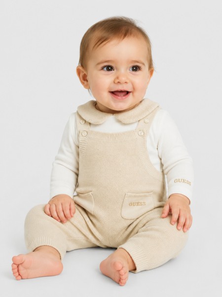 2 Pe�as Guess Menina Set: Ls Body +  Knit Romper