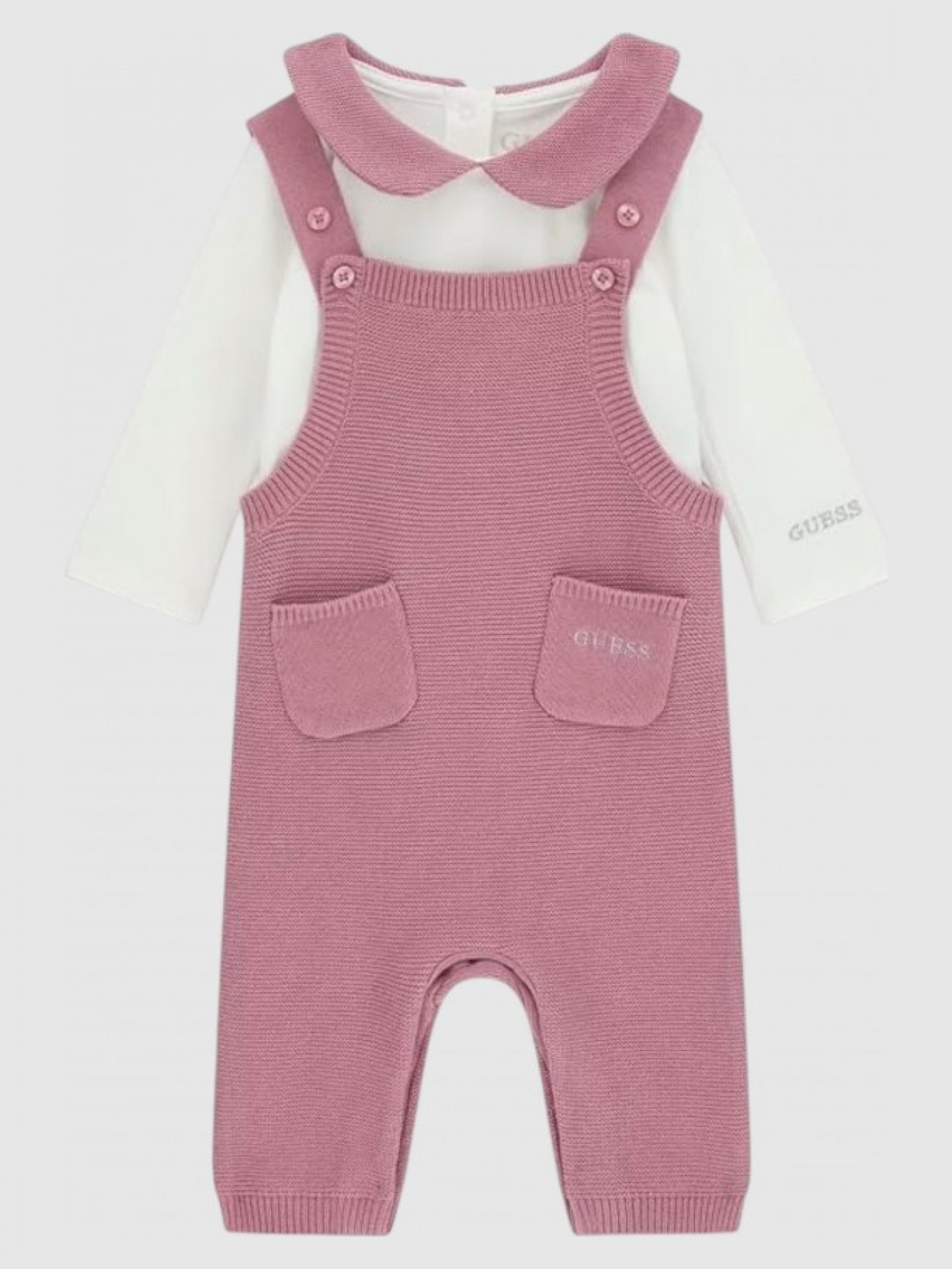 2 Peças Guess Menina Set: Ls Body + Knit Romper