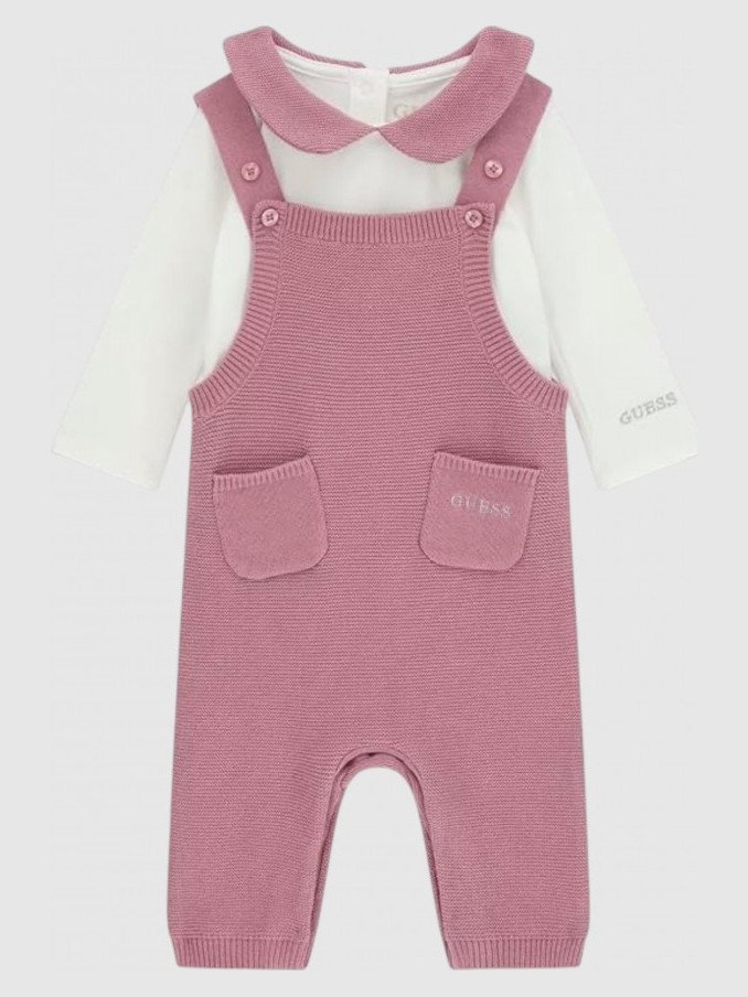 2 Peças Guess Menina Set: Ls Body + Knit Romper