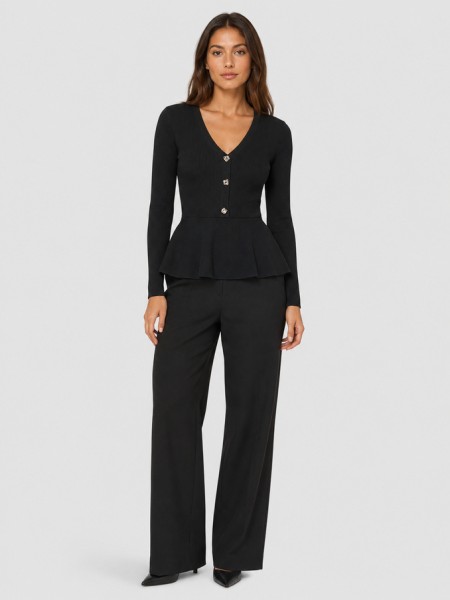 Camisola Only Mulher Onlsina Ls V-Neck Button
Peplum Ex Knt