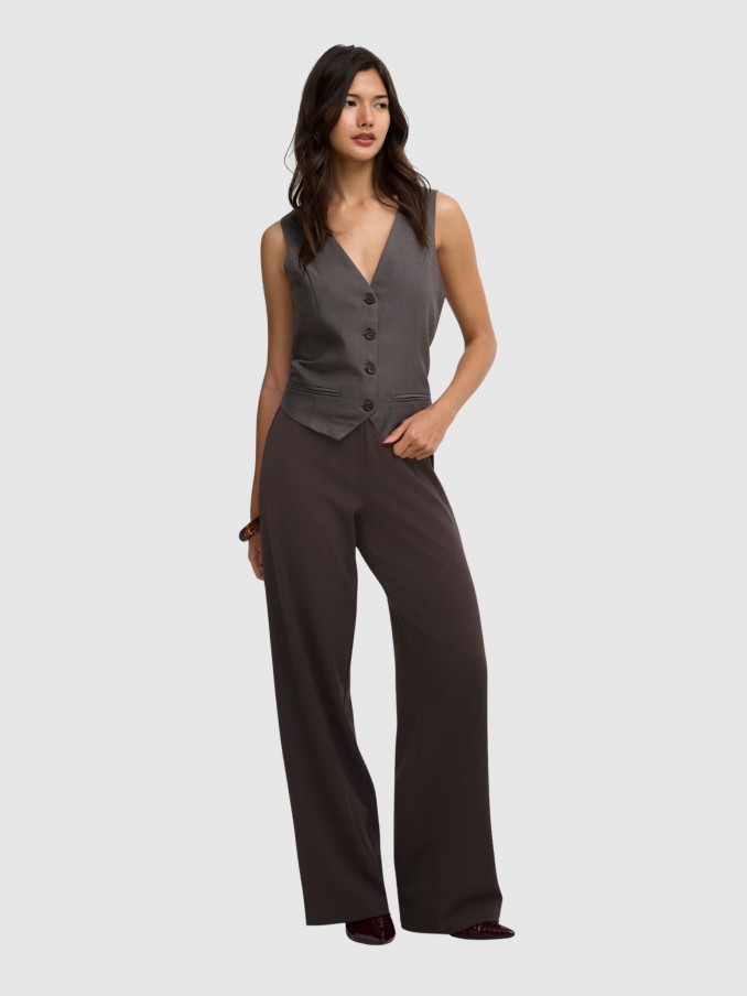 Pantalones Mujer Castaño Oscuro Only