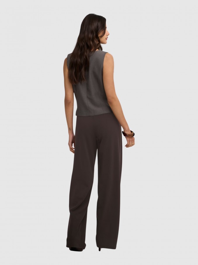 Pantalones Mujer Castaño Oscuro Only