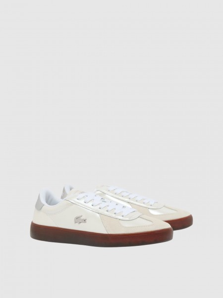 Sapatilha Lacoste Mulher Womens Baseshot Pro Silver & Cream Pack Sneakers
