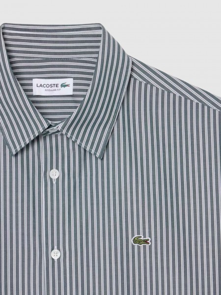 Camisa Lacoste Homem Casual Shirts Male Adult Woven
