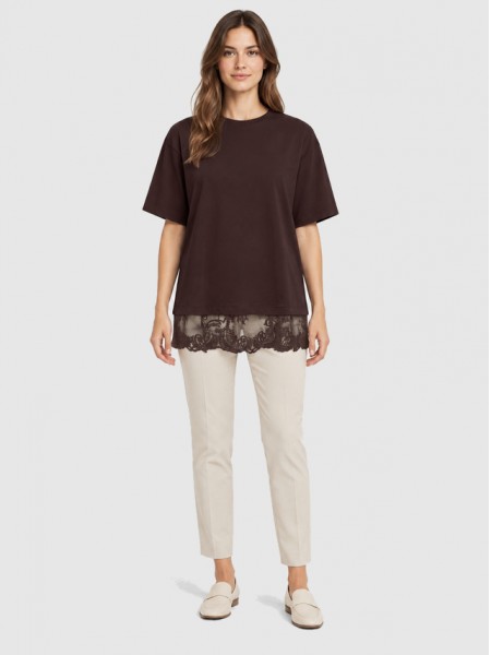Camiseta Mujer Casta�o Oscuro Only