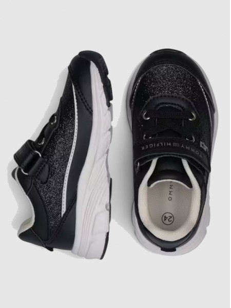 Sapatilha Tommy Hilfiger Menina Low Cut Lace-Up/velcro Sneaker Blac