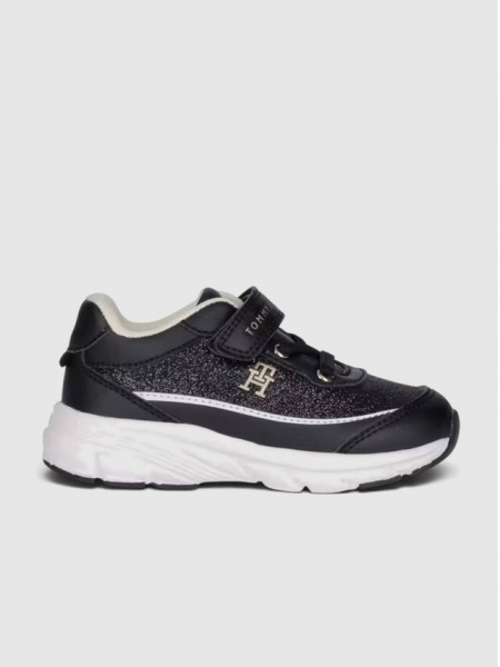 Sapatilha Tommy Hilfiger Menina Low Cut Lace-Up/velcro Sneaker Blac