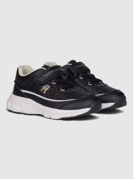Sapatilha Tommy Hilfiger Menina Low Cut Lace-Up/velcro Sneaker Blac