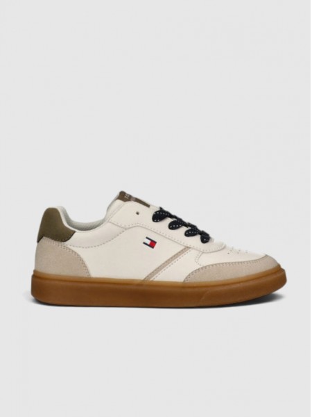 Sapatilha Tommy Hilfiger Menino Low Cut Ace-Up Sneaker Beige/off Wh