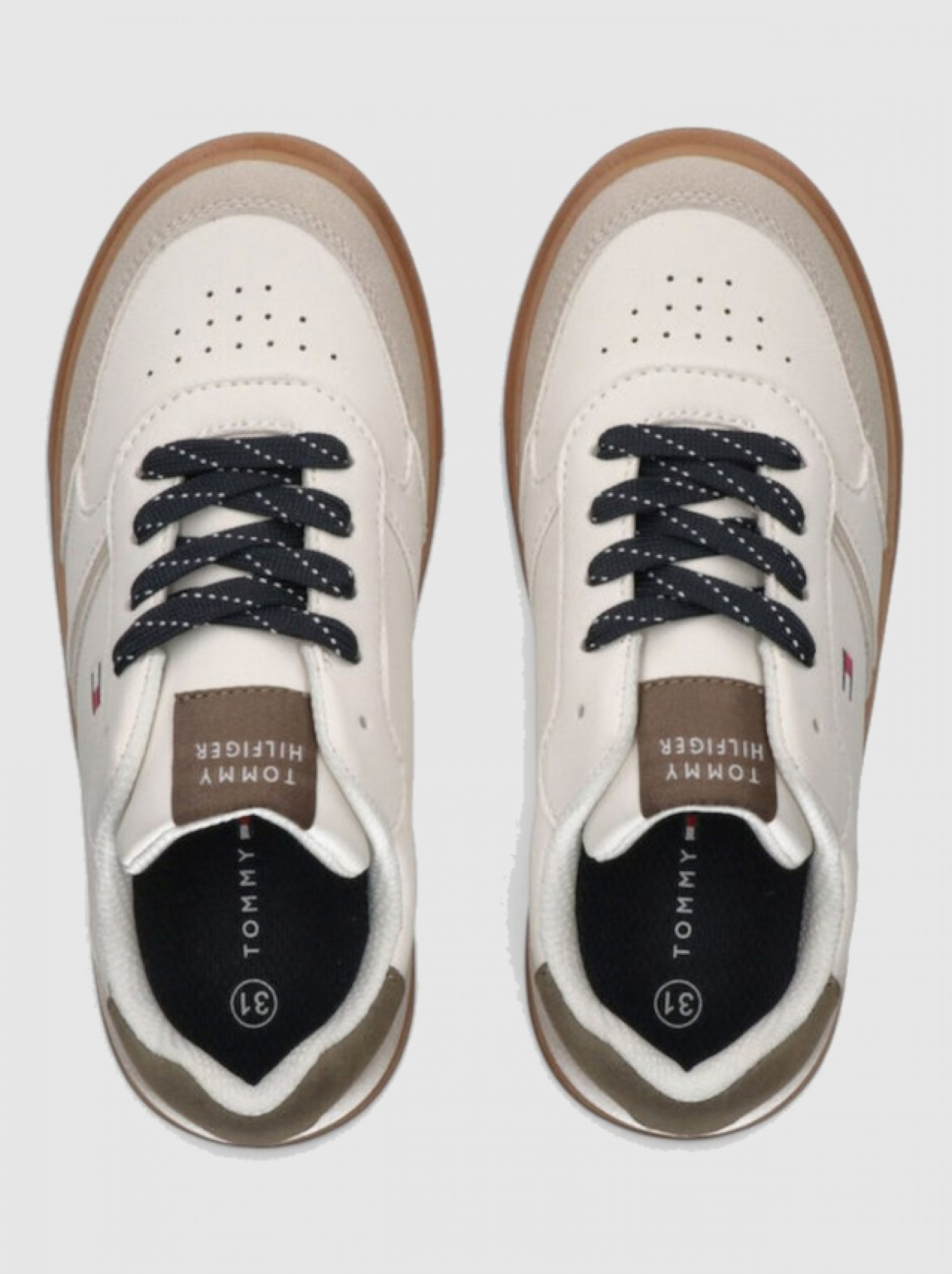 Sapatilha Tommy Hilfiger Menino Low Cut Ace-Up Sneaker Beige/off Wh