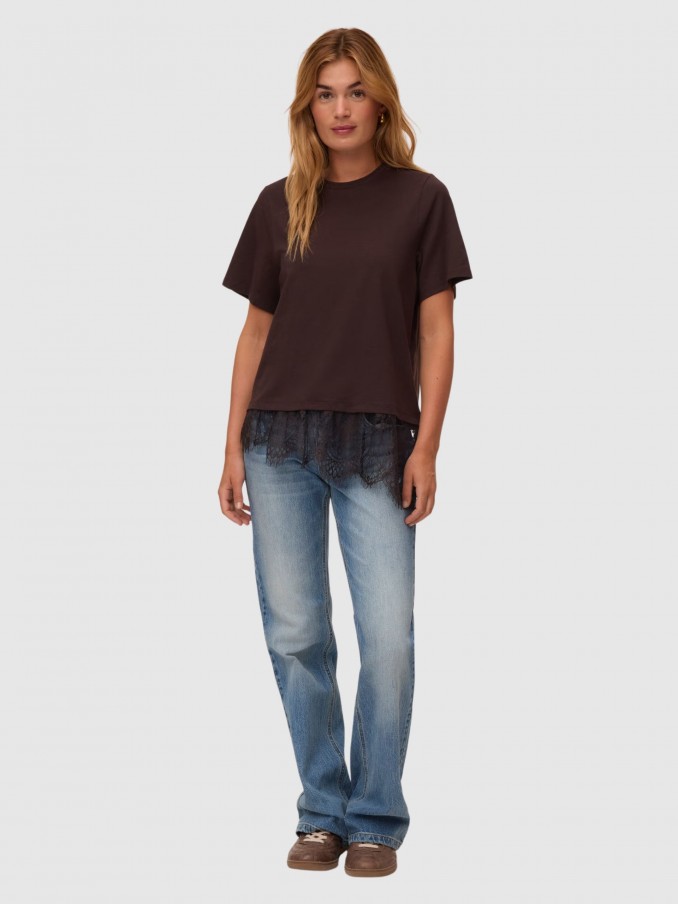 Camiseta Mujer Castaño Oscuro Vero Moda