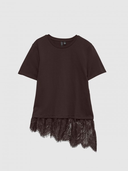 Camiseta Mujer Castaño Oscuro Vero Moda Camiseta Mujer Castaño Oscuro Vero Moda