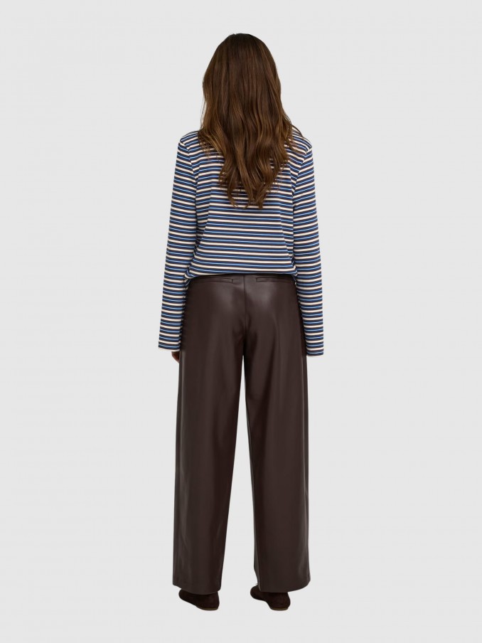 Pantalones Mujer Castaño Oscuro Only