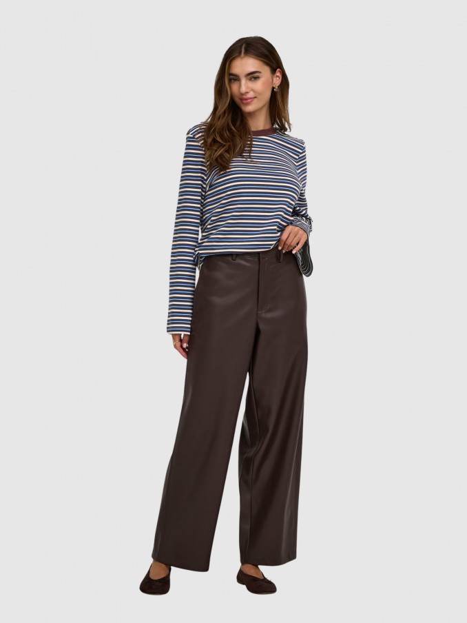 Pantalones Mujer Castaño Oscuro Only