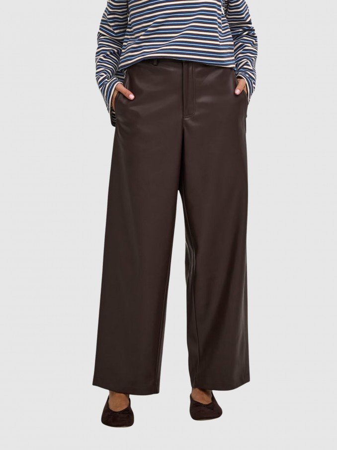Pantalones Mujer Castaño Oscuro Only