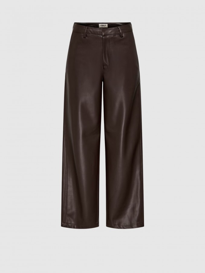 Pantalones Mujer Castaño Oscuro Only