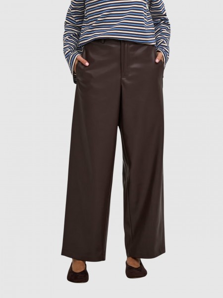 Pantalones Mujer Casta�o Oscuro Only