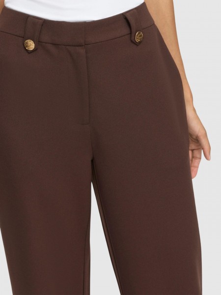 Pantalones Mujer Castaño Oscuro Vila Pantalones Mujer Castaño Oscuro Vila