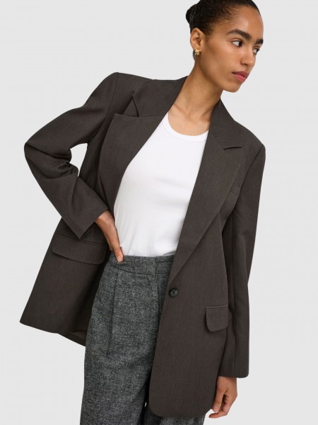 Blazer Mujer Casta�o Oscuro Only
