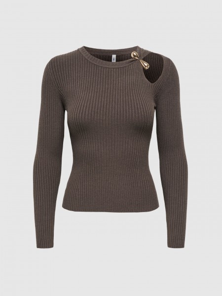 Pullover Woman Dark Brown Only Pullover Woman Dark Brown Only