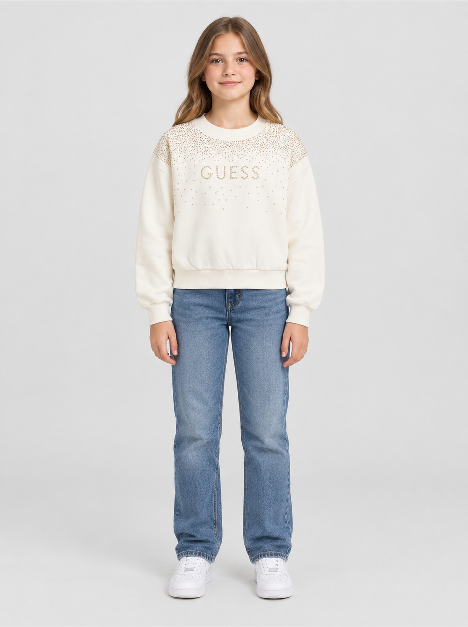 Sweatshirt Girl Cream Guess