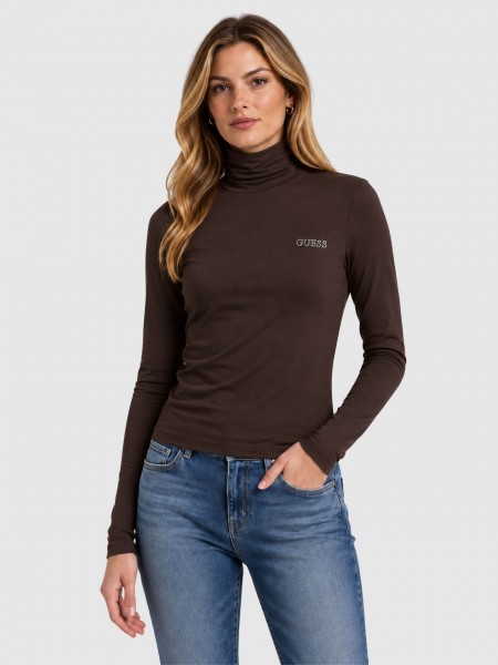 Pullover Woman Dark Brown Guess Underwear Pullover Woman Dark Brown Guess Underwear