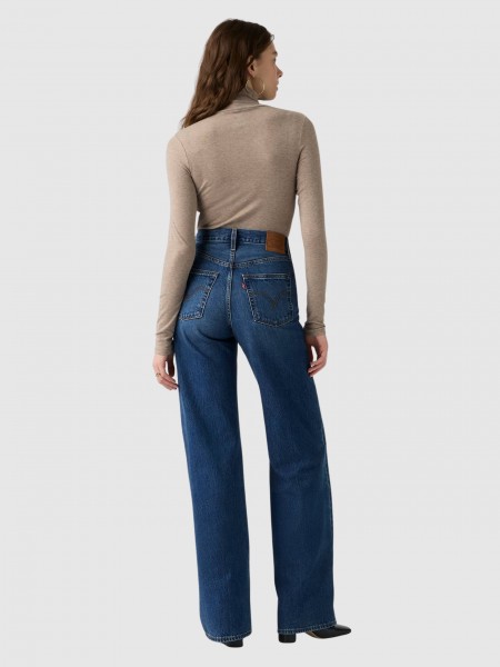 Jeans Levis Mulher Ribcage Wide Leg H223 Med Indigo - Worn In