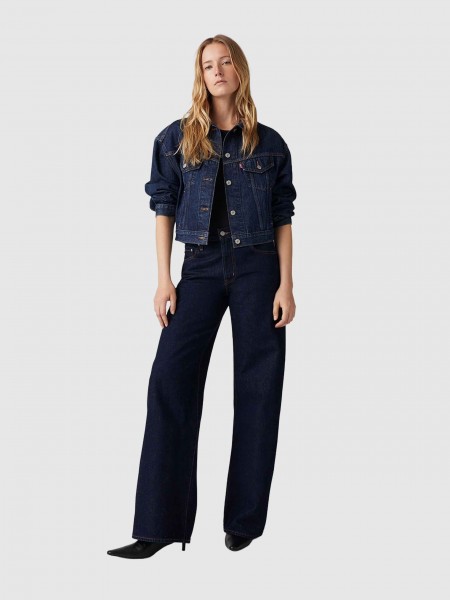 Jeans Levis  Mulher Xl Straight Dark Indigo - Flat Finish