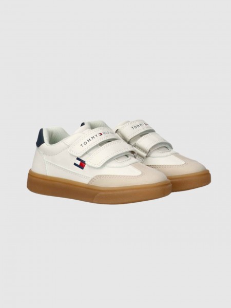 Sapatilha Tommy Hilfiger Menino Low Cut Velcro Sneaker Beige/off Wh