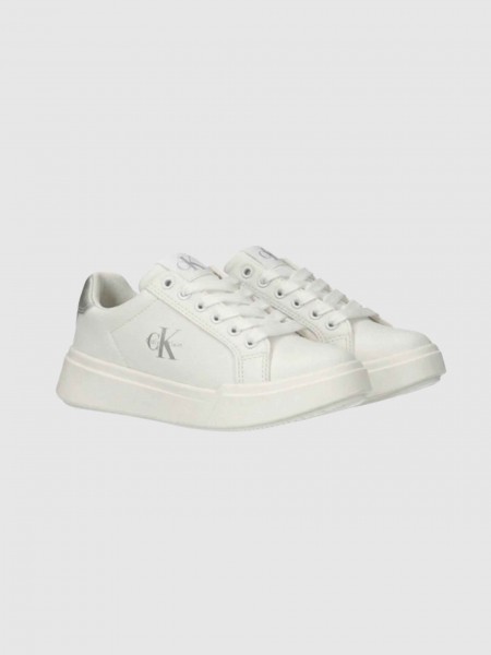 Sapatilha Calvin Klein Menina Low Cut Lace-Up Sneaker White/silve
