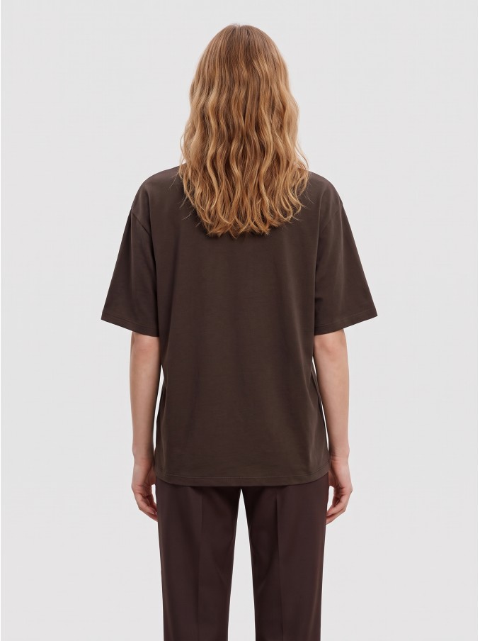 Camiseta Mujer Castaño Oscuro Only